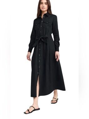 NWT  Women's Polo Ralph Lauren Western Belted Shirt Dress in Black Size 12